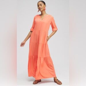 Chico’s Tiered A-Line Maxi Dress Sz 0(us-4)